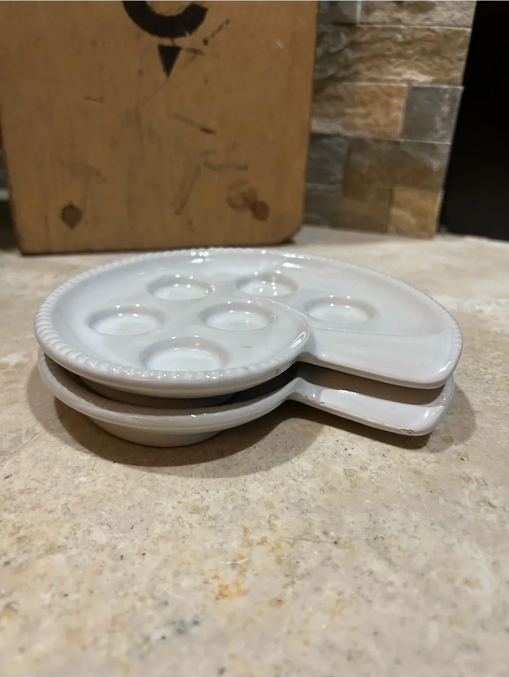 2 Vintage ceramic Escargot plates in a spiral snail shape for serving